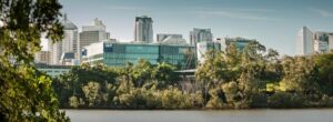 Image of the QUT Campus viewed from across the river